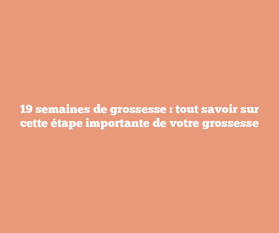 19 semaines de grossesse : tout savoir sur cette étape importante de votre grossesse