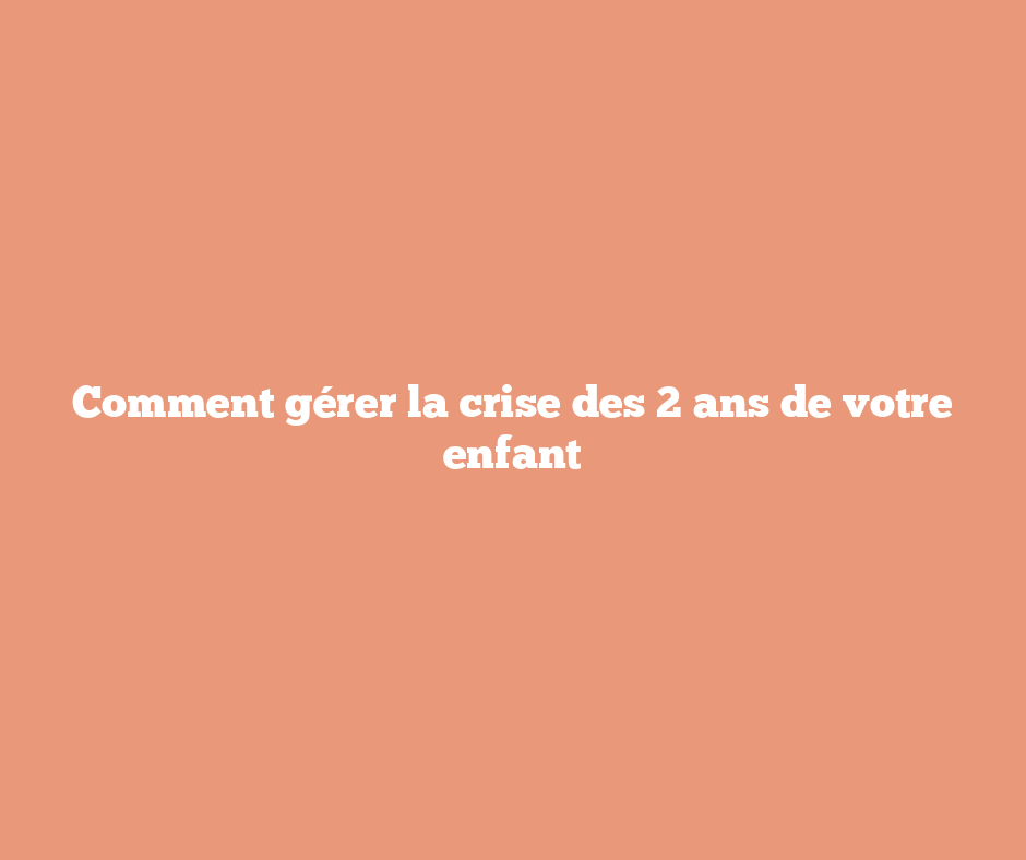 Comment gérer la crise des 2 ans de votre enfant