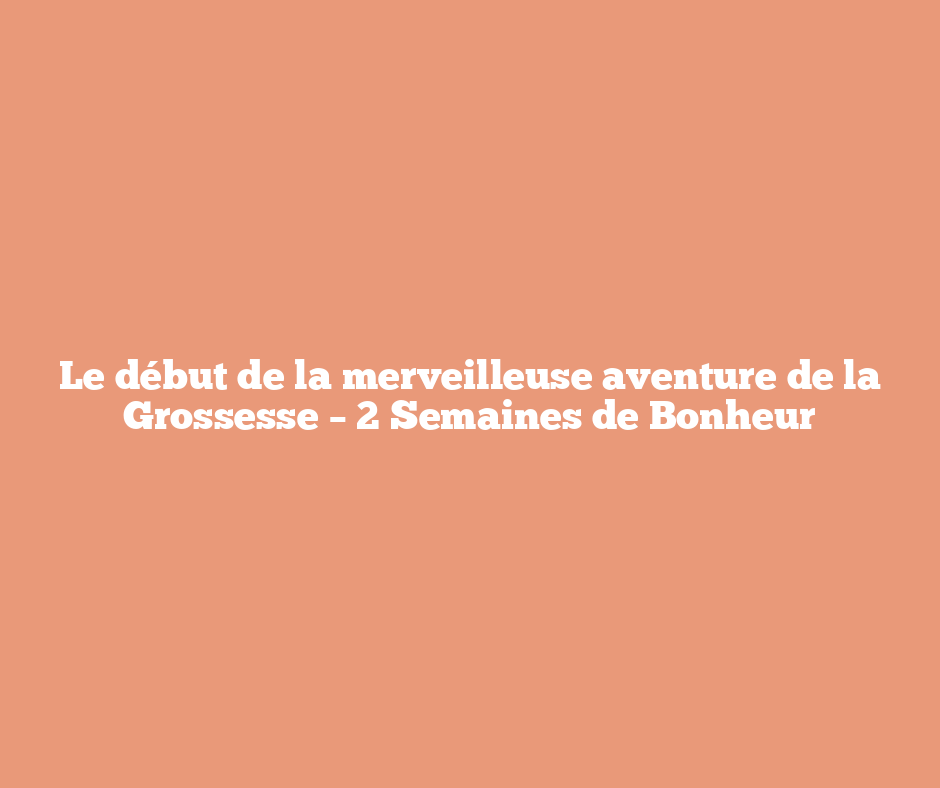 Le début de la merveilleuse aventure de la Grossesse – 2 Semaines de Bonheur