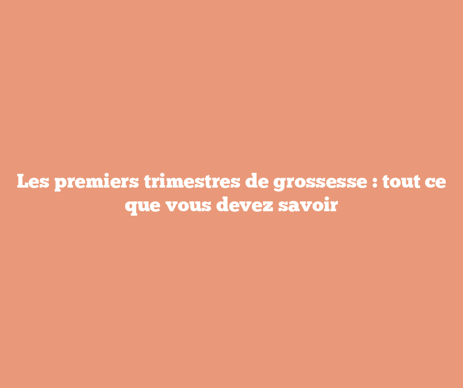 Les premiers trimestres de grossesse : tout ce que vous devez savoir