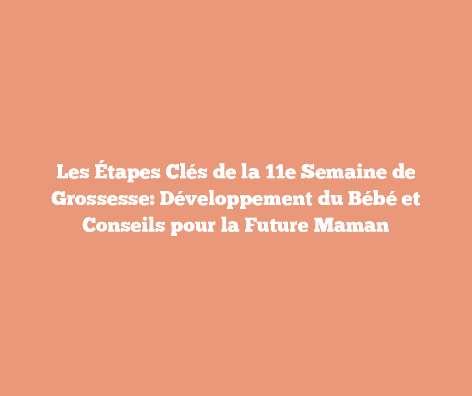 Les Étapes Clés de la 11e Semaine de Grossesse: Développement du Bébé et Conseils pour la Future Maman